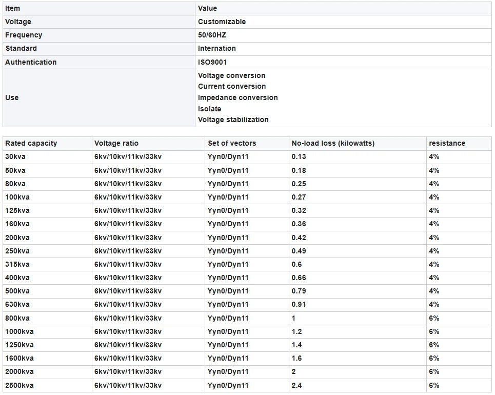 11kv to 415v Step up Power Distribution Transformer 11kv to 415v Step up Power Distribution Transformer